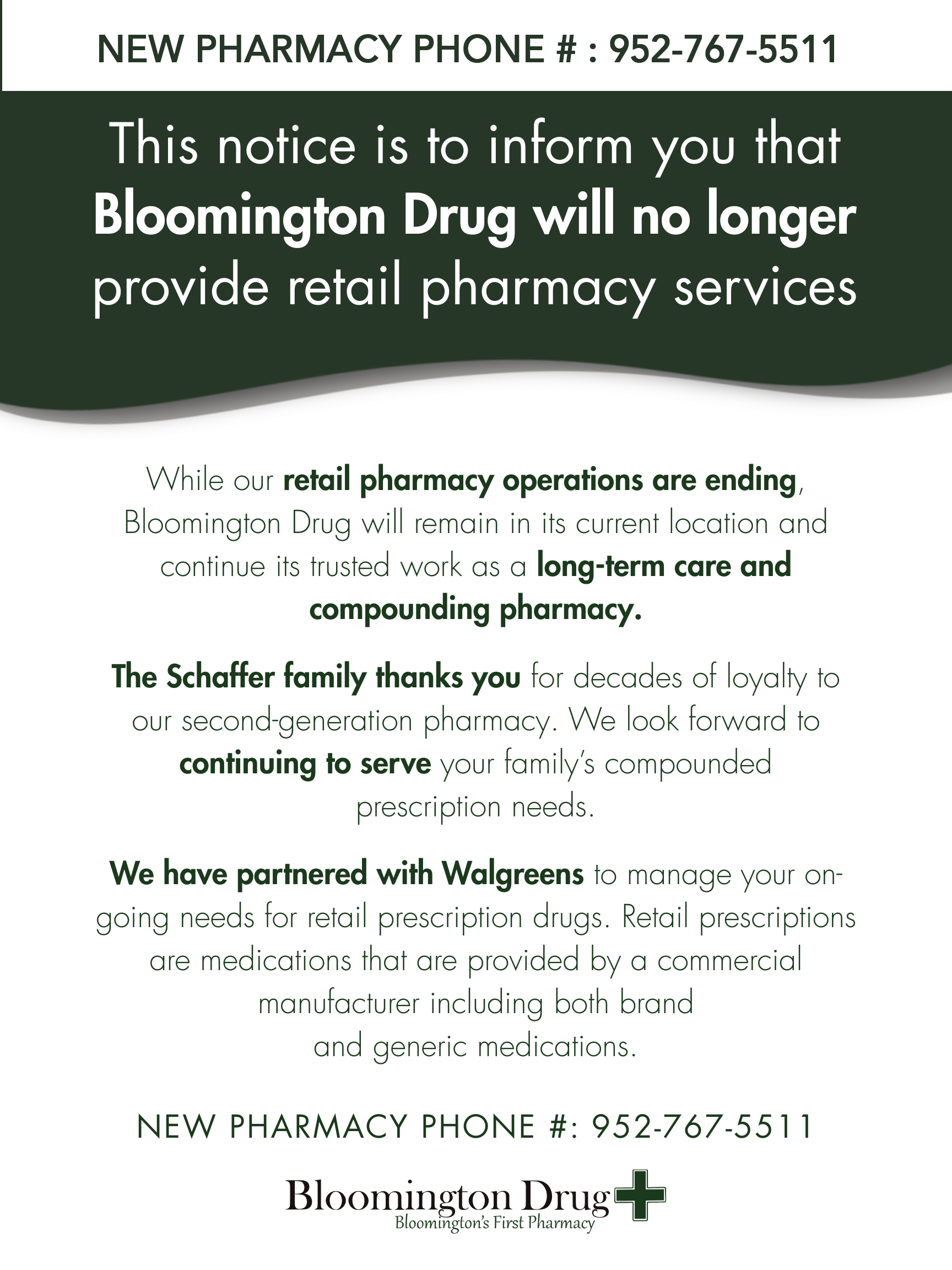 Bloomington Drug notice